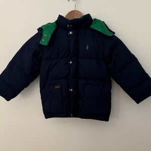 KIDS Navy and Green Puffer Jacket
